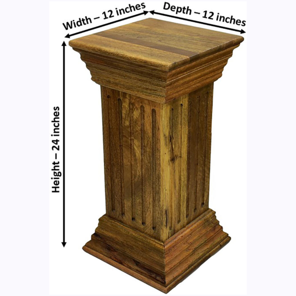 Multipurpose Pedestal/End Table/Vase Stand/Lamp Stand - Natural Teak - Image 6